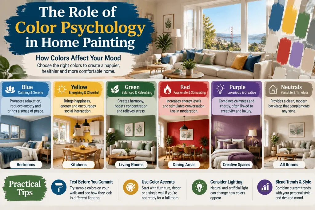 Color psychology guide showing how paint colors affect home mood