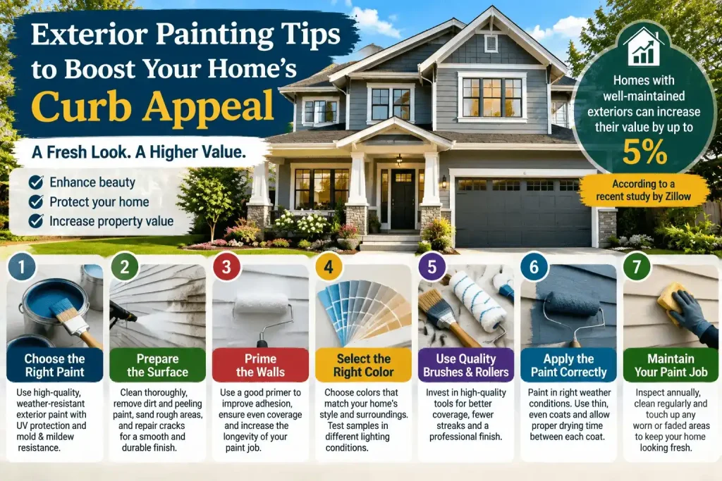 Exterior painting tips to improve home curb appeal and appearance